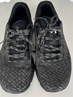 Under Armour Women's Black Knit Running Shoes with White Logo